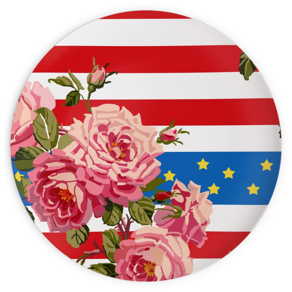 Americana Summer Roses - Multi Plates, 10x10, Multicolor