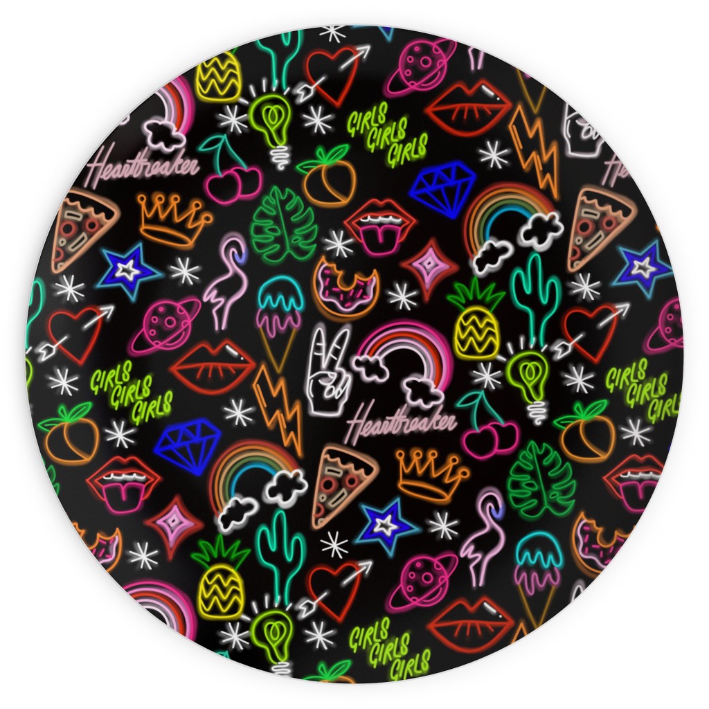 Neon Signs - Black Plates, 10x10, Multicolor