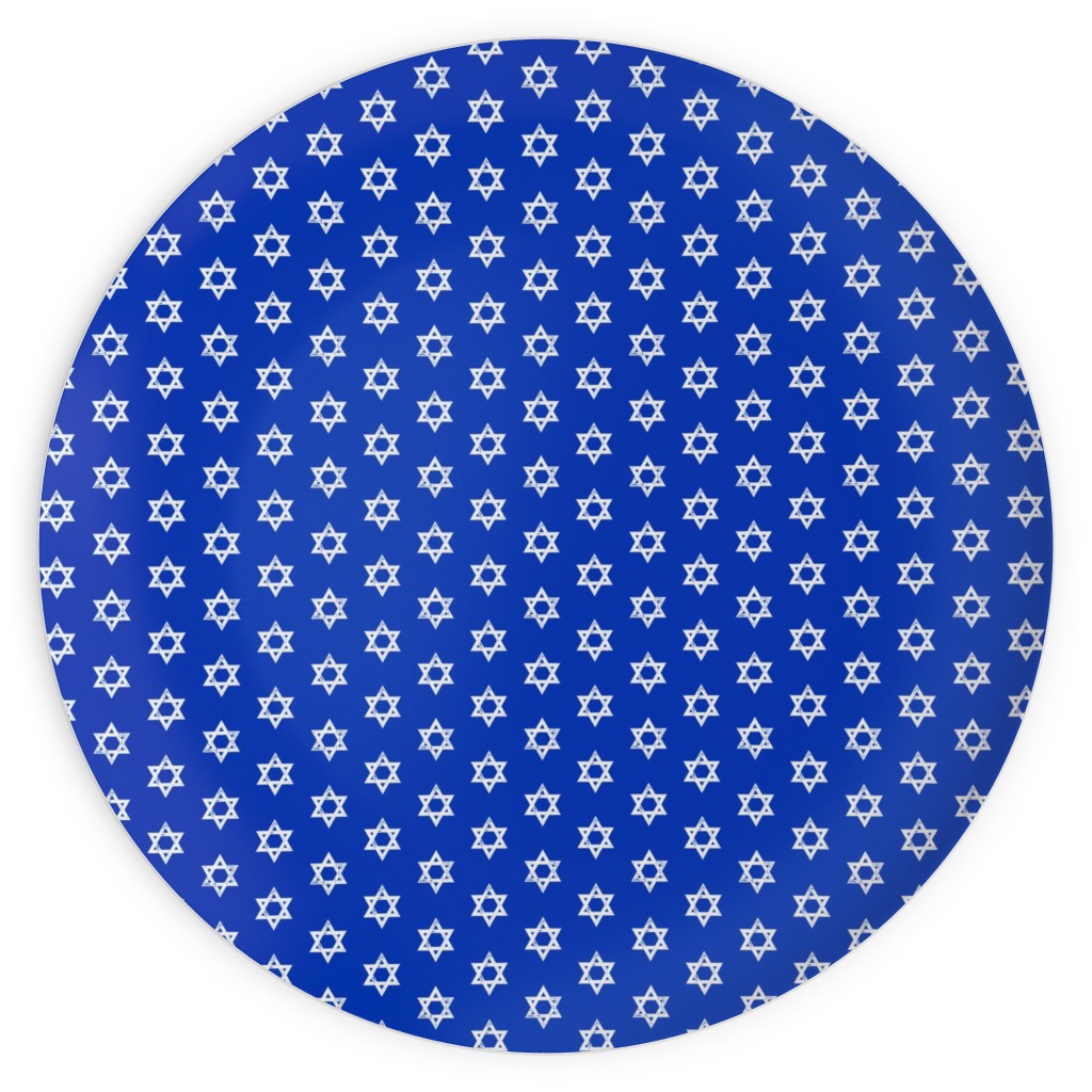 Star of David - White on Blue Plates, 10x10, Blue