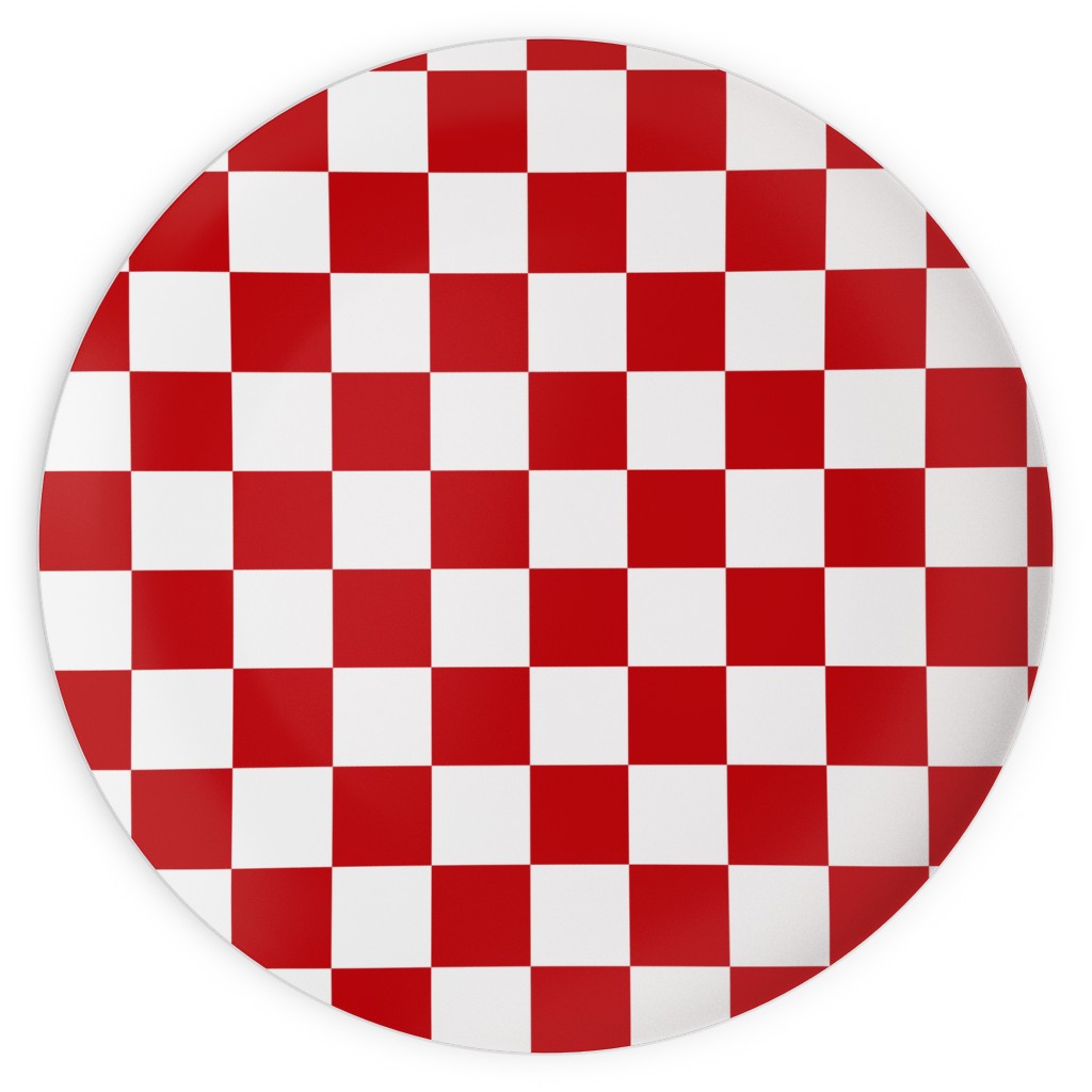 Checkerboard - Red and White Plates, 10x10, Red