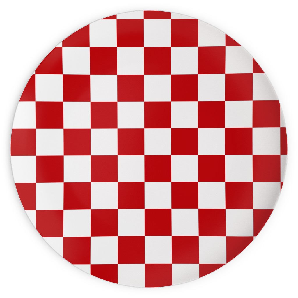 Checkerboard - Red and White Plates, 10x10, Red