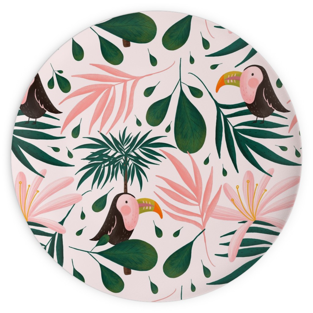 Jungle Pattern - Pink Plates, 10x10, Pink, Bright Pink