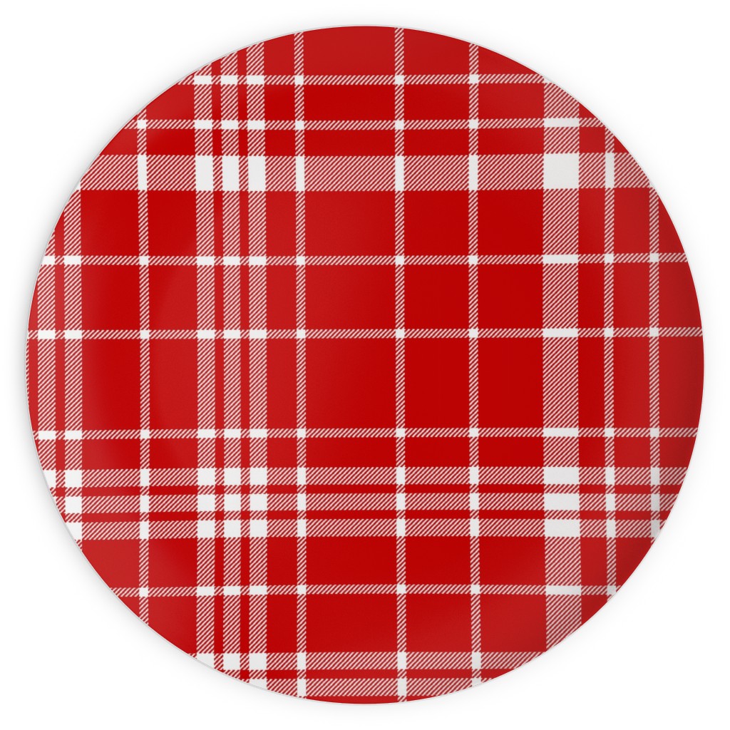 Tartan Check Plates, 10x10, Red