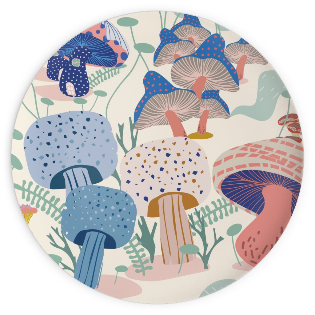 Whimsical Mushroom Village - Multi Plates, 10x10, Multicolor