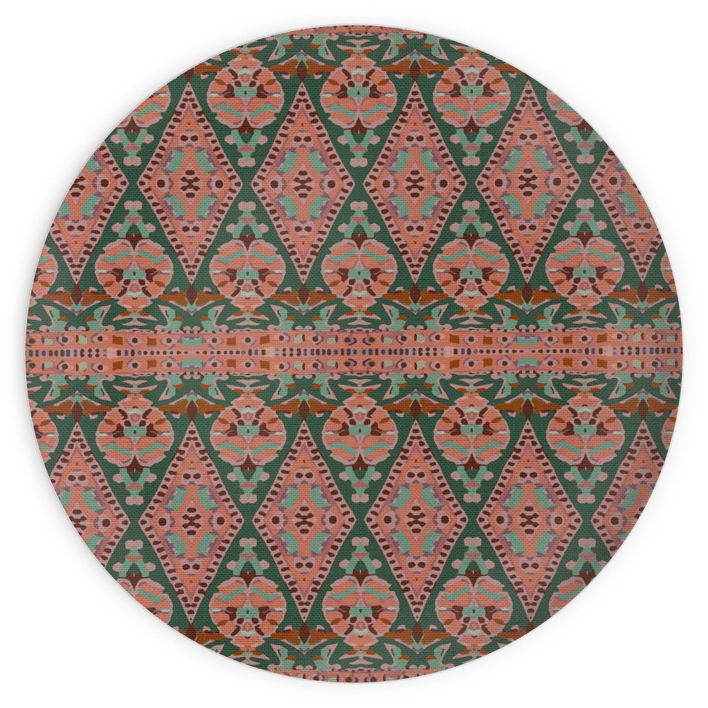 Enchanted Flori - Pink and Green Plates, 10x10, Pink