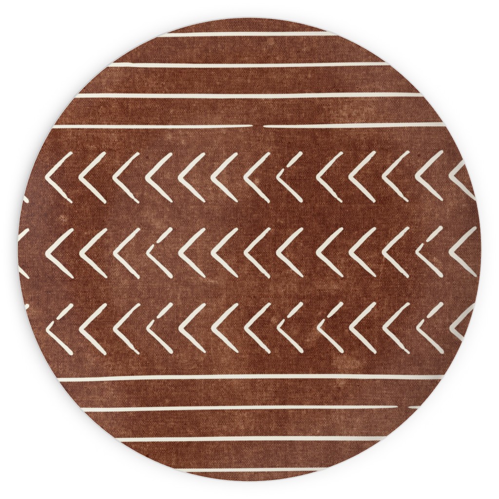 Arrow Stripes Mud Cloth Modern Plates, 10x10, Brown
