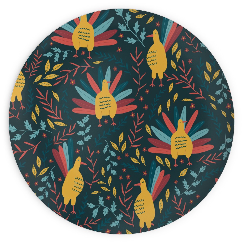 Wild Turkeys Plates, 10x10, Multicolor