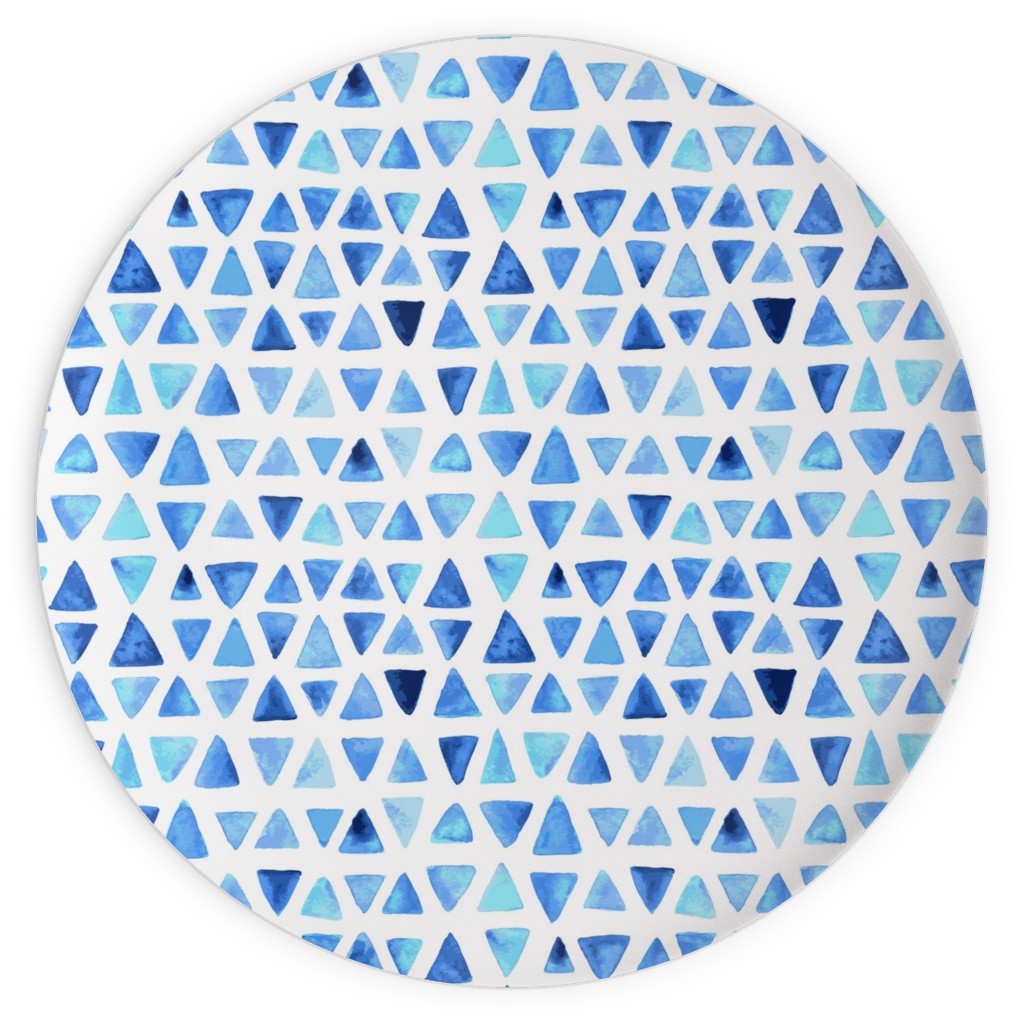 Watercolor Triangles - Blue Plates, 10x10, Blue