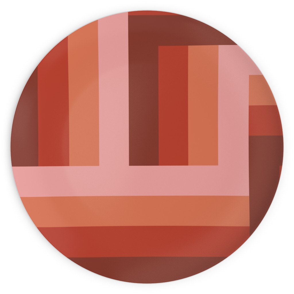 Retro Lattice - Mauve Multi Plates, 10x10, Red, Red