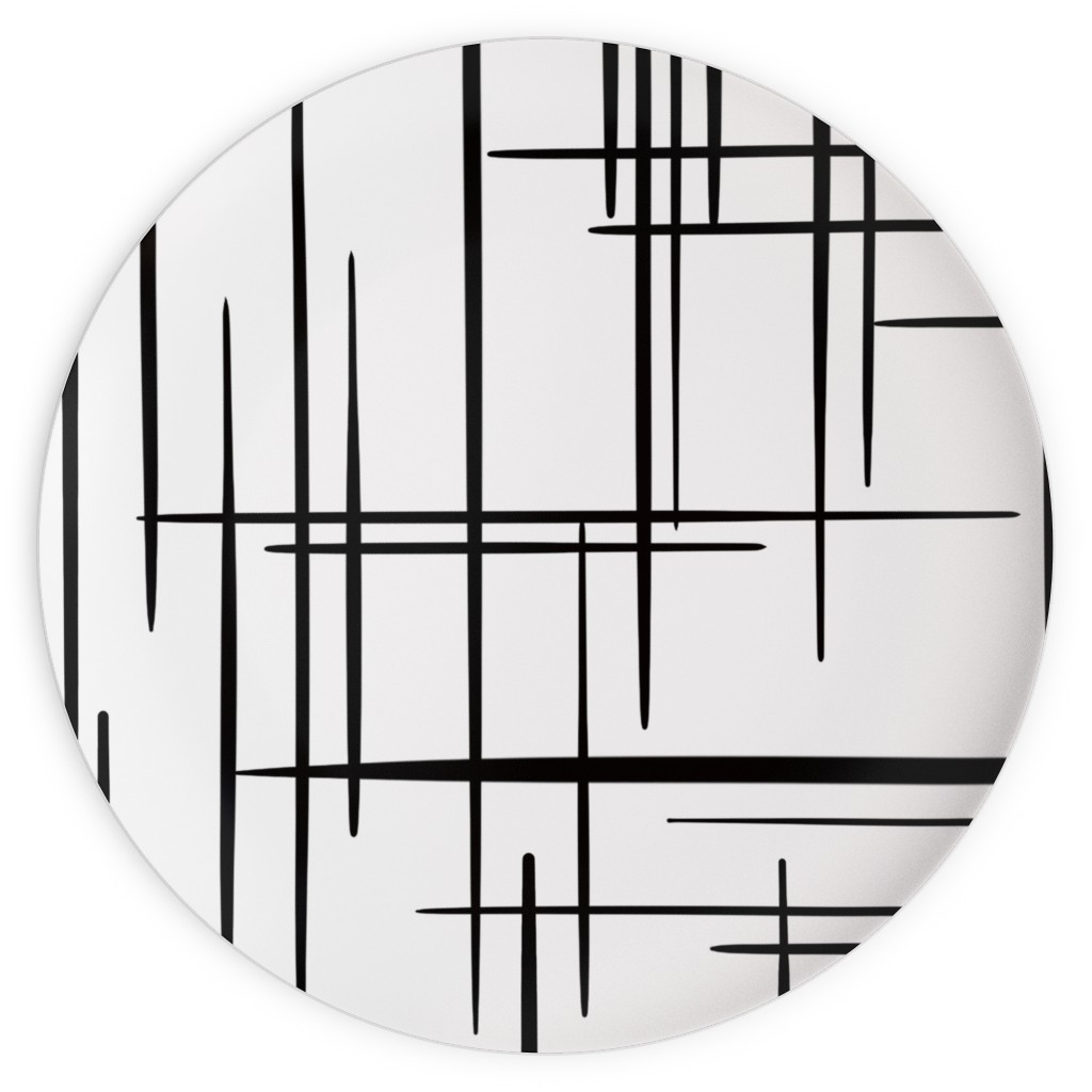 Abstract Line Pattern Plates, 10x10, White