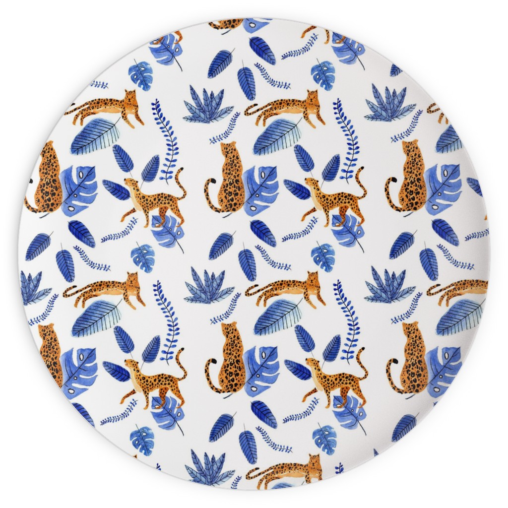 Leopard Tropical Exotic - Blue Plates, 10x10, Multicolor