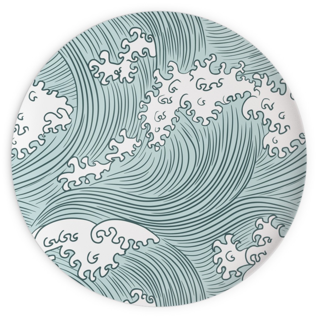 Japanese Waves Plates, 10x10, Blue