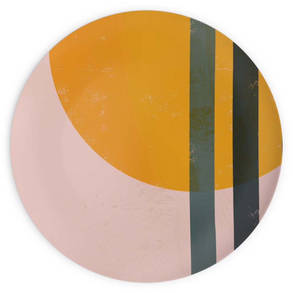 Abstract Cali Sunset - Multi on Pink Plates, 10x10, Multicolor