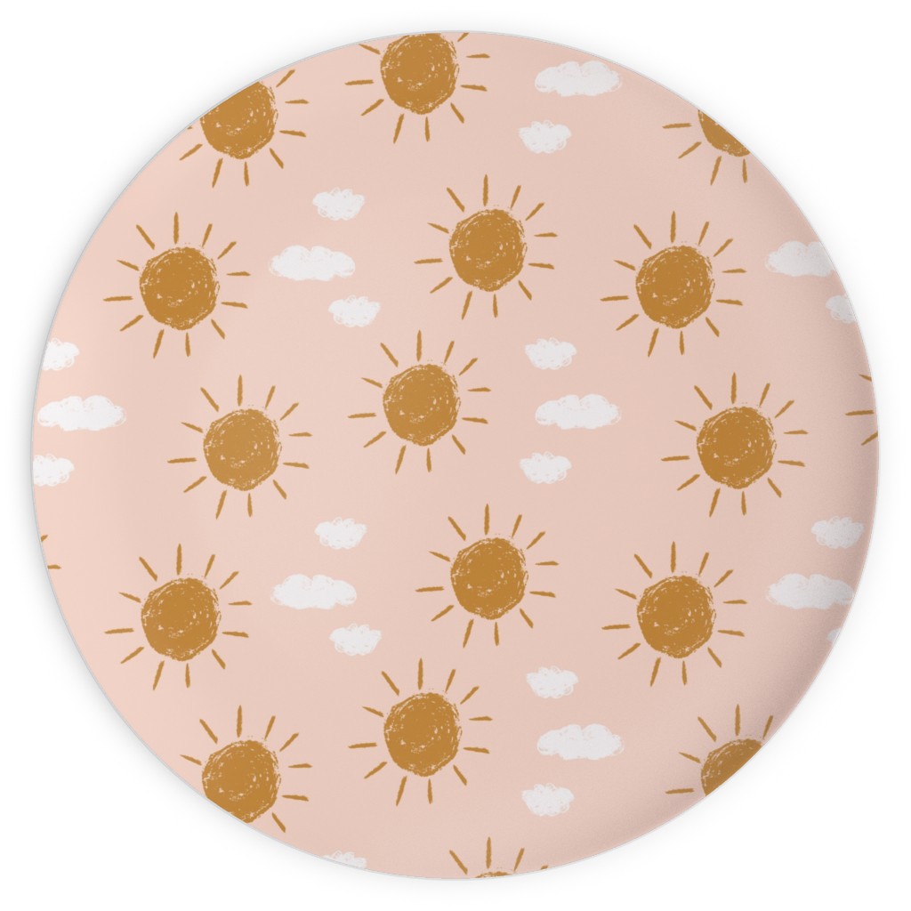 Little Golden Sun - Pink Plates, 10x10, Pink