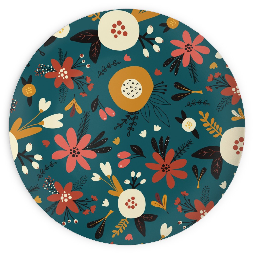 Autumn Flowers - Multi Plates, 10x10, Multicolor