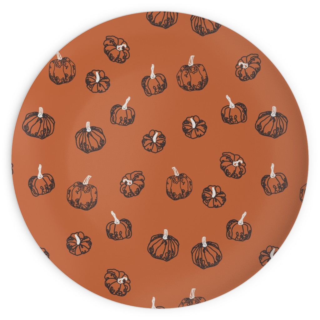 Pumpkins Plates, 10x10, Orange