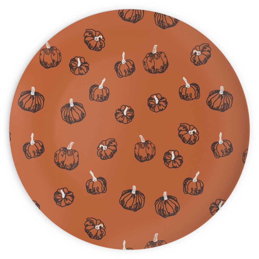 Pumpkins Plates, 10x10, Orange, Fawn
