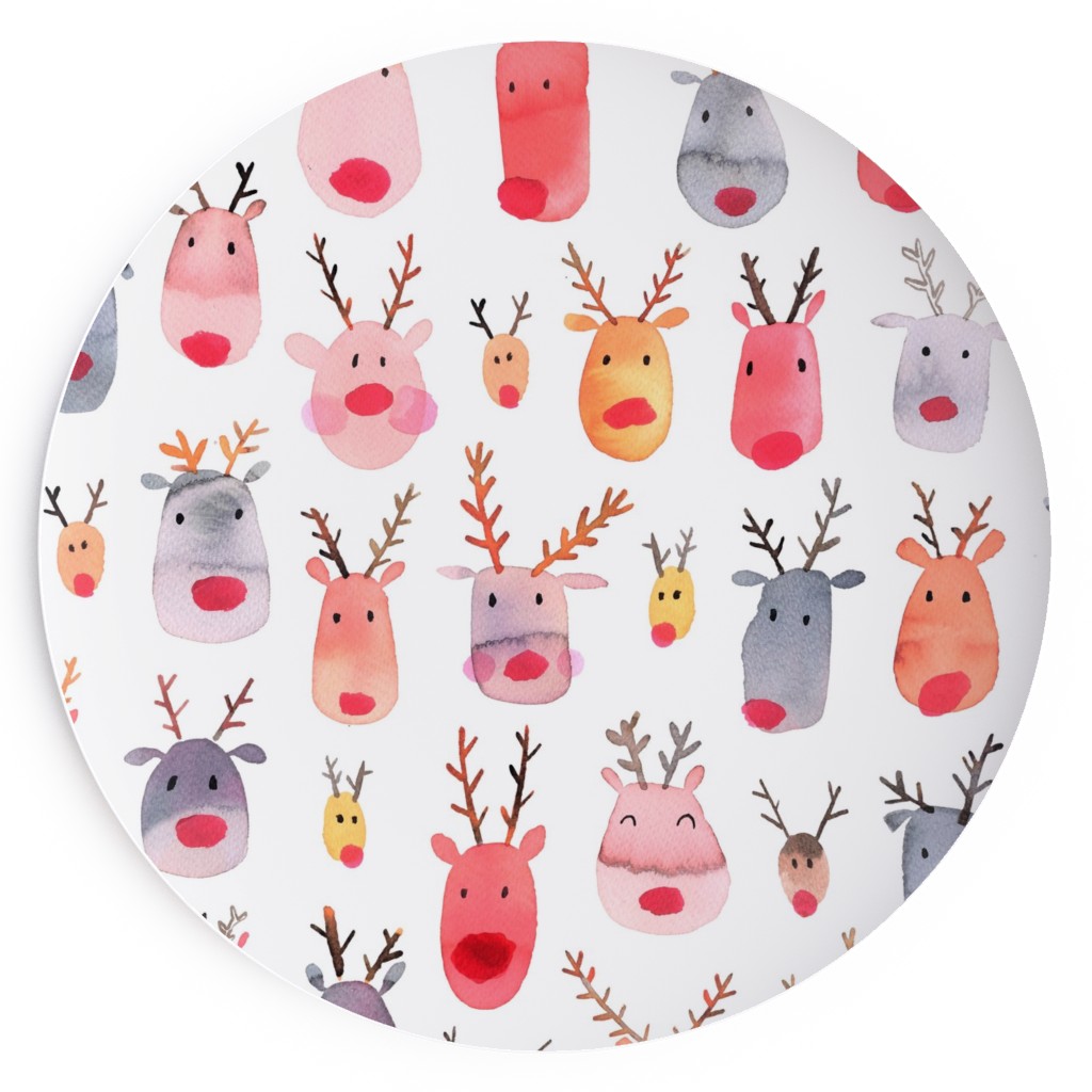 Rudolph Reindeers Salad Plate, Red