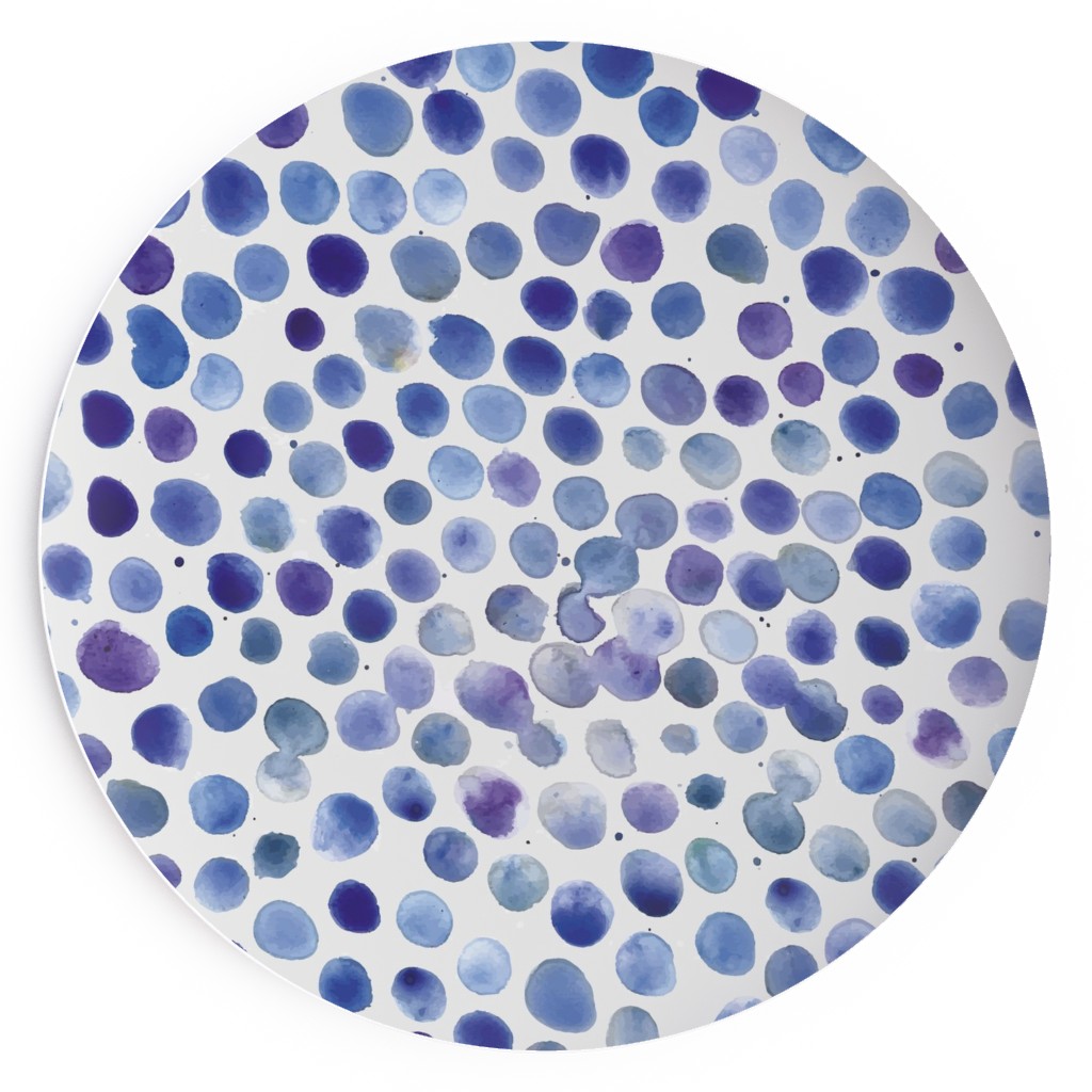 Watercolor Finger Dots - Blue Salad Plate, Blue