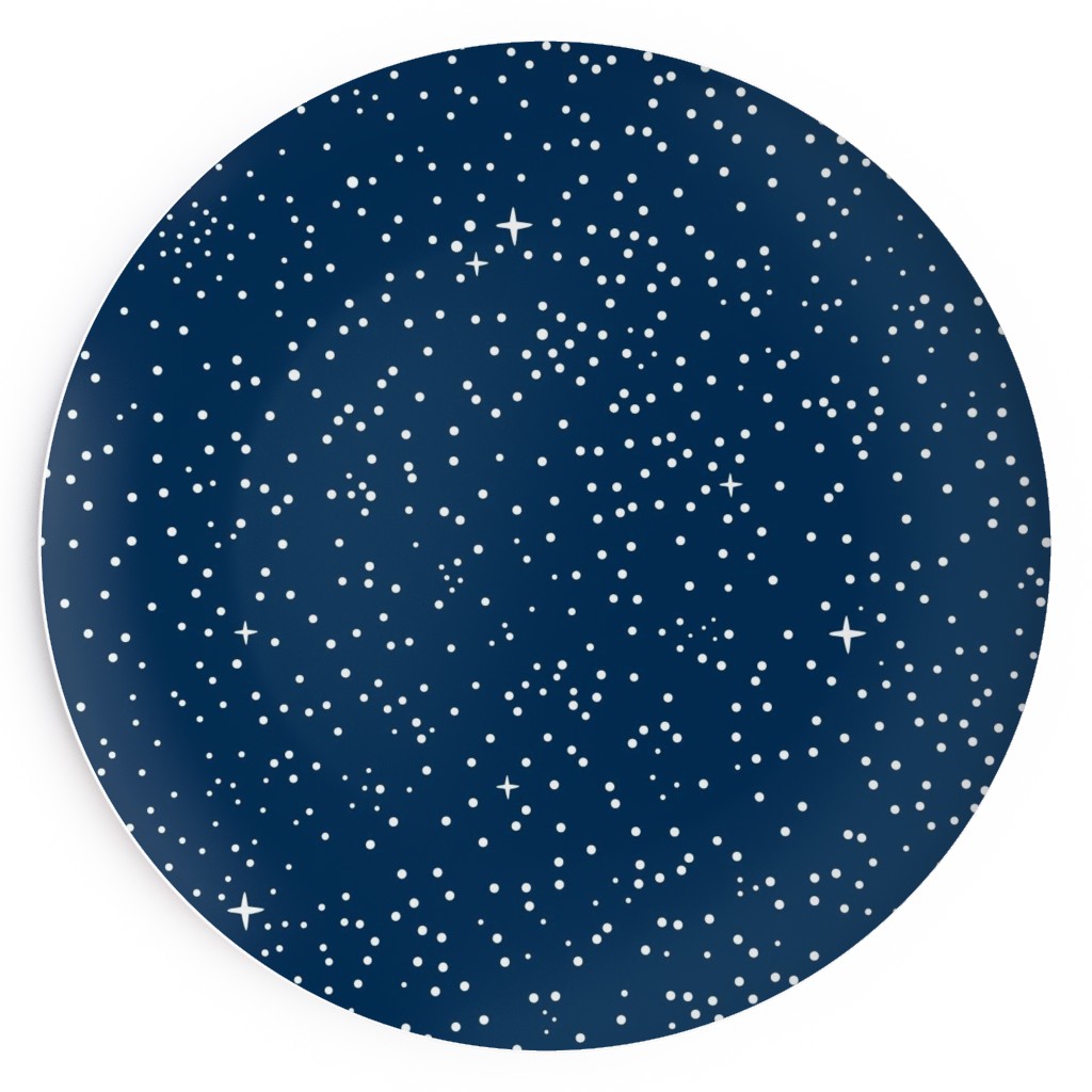 Tiny Stars in Space - Dark Blue Salad Plate, Blue
