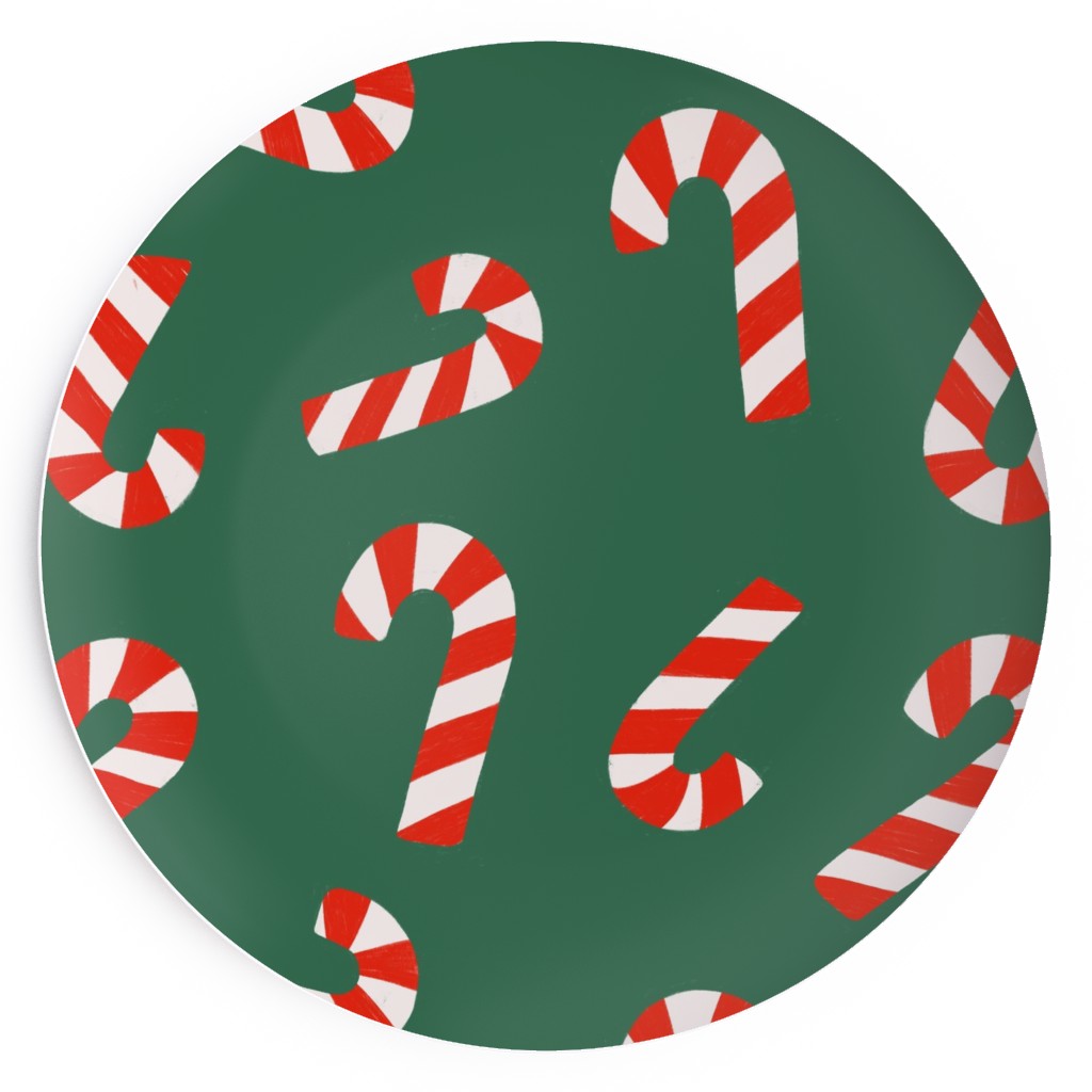Candy Cane Pattern Salad Plate, Green