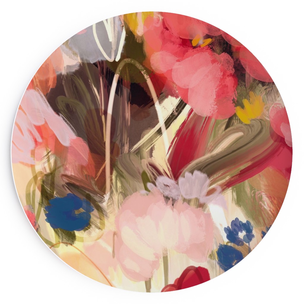 Painterly Abstract Floral Salad Plate, Pink