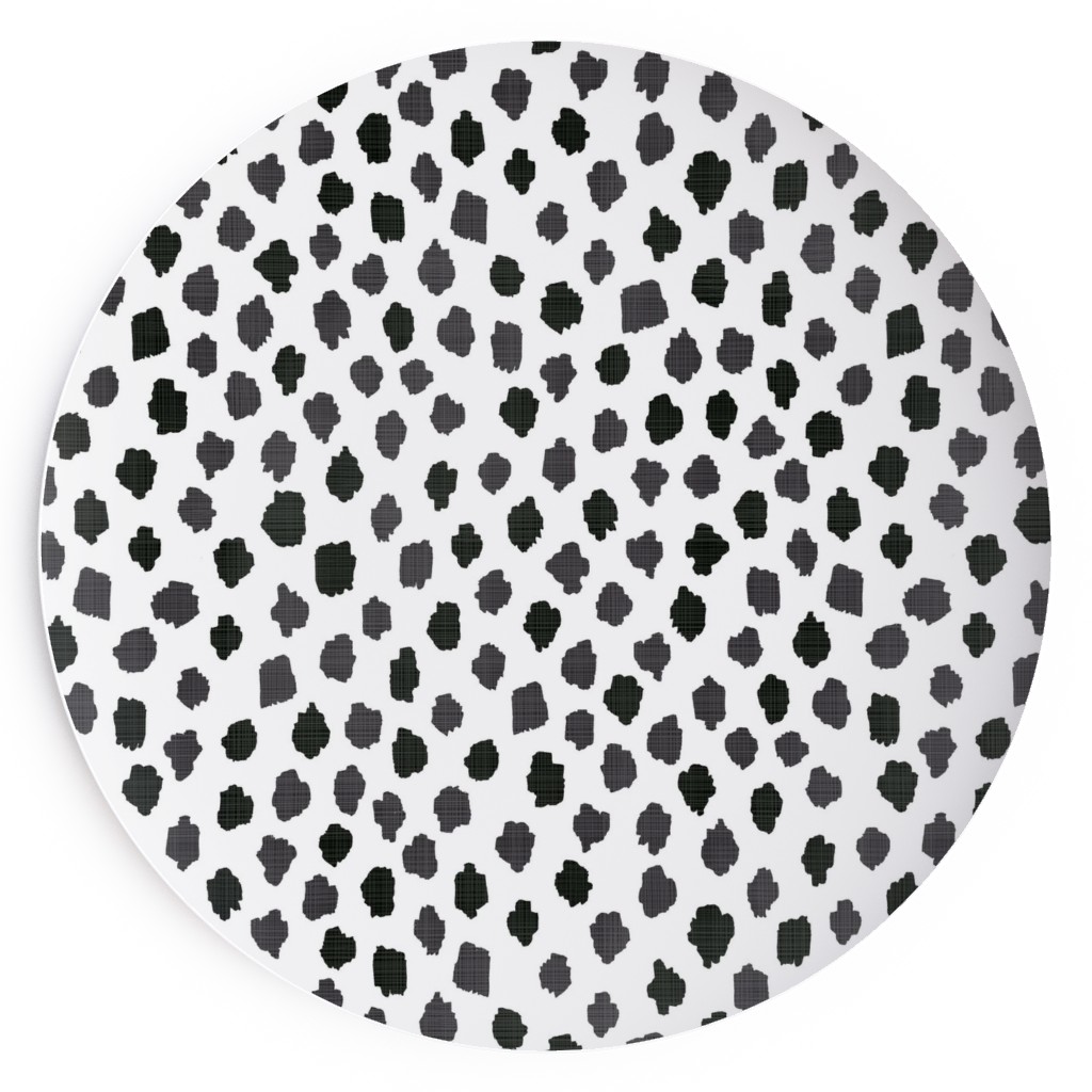 Inky Spots - Black and White Salad Plate, White