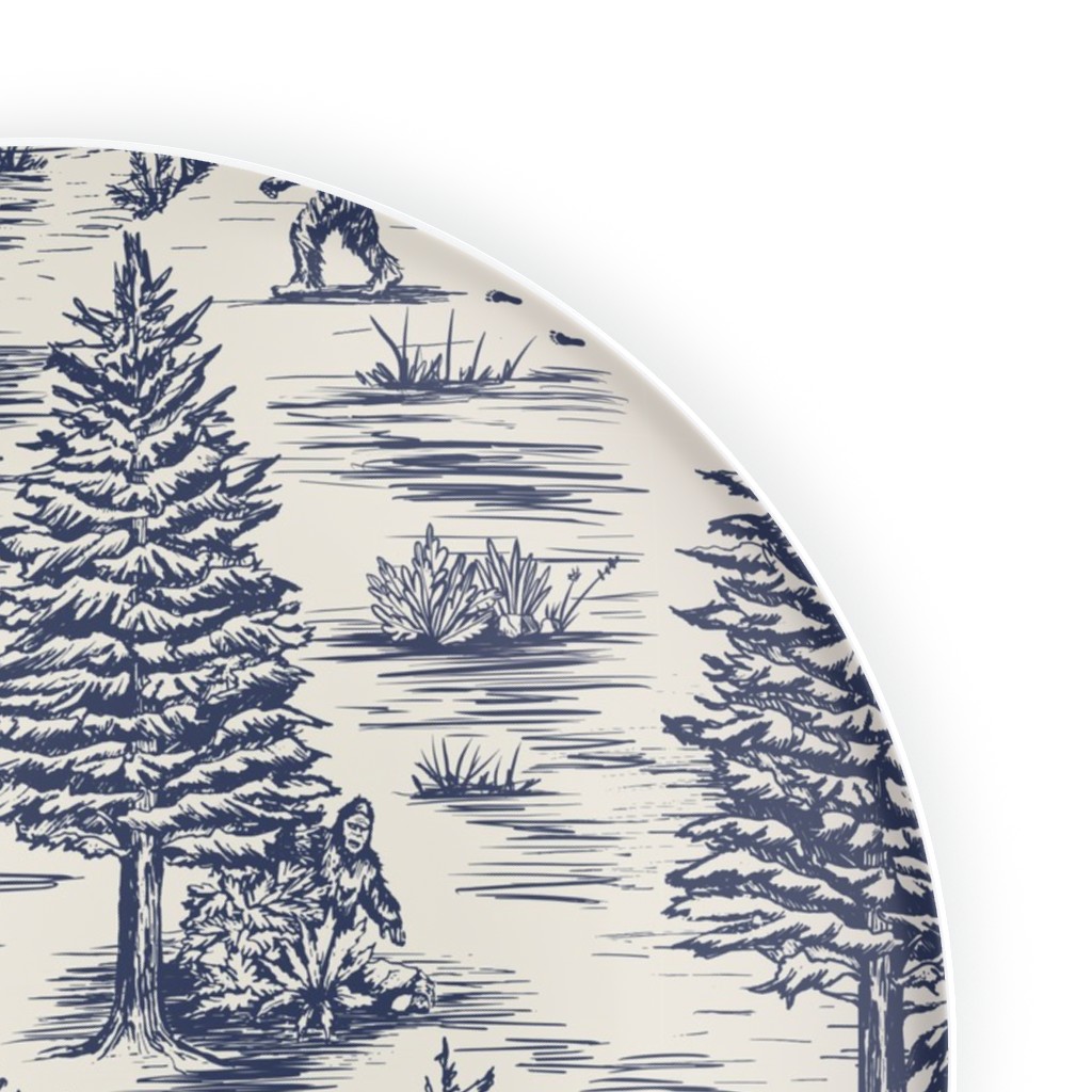 Bigfoot / Sasquatch Toile De Jouy Blue Salad Plate Shutterfly