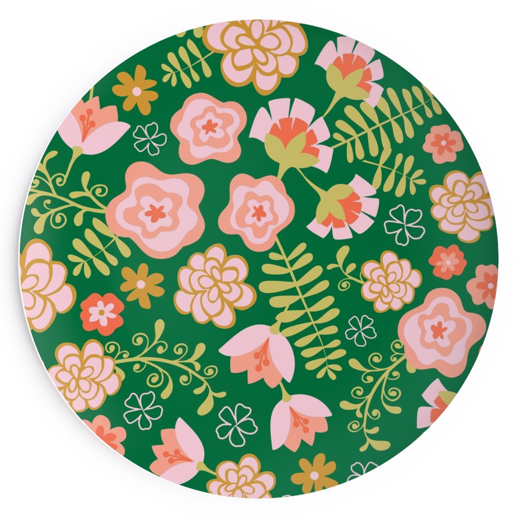 Fiesta Flowers - Green Salad Plate, Green
