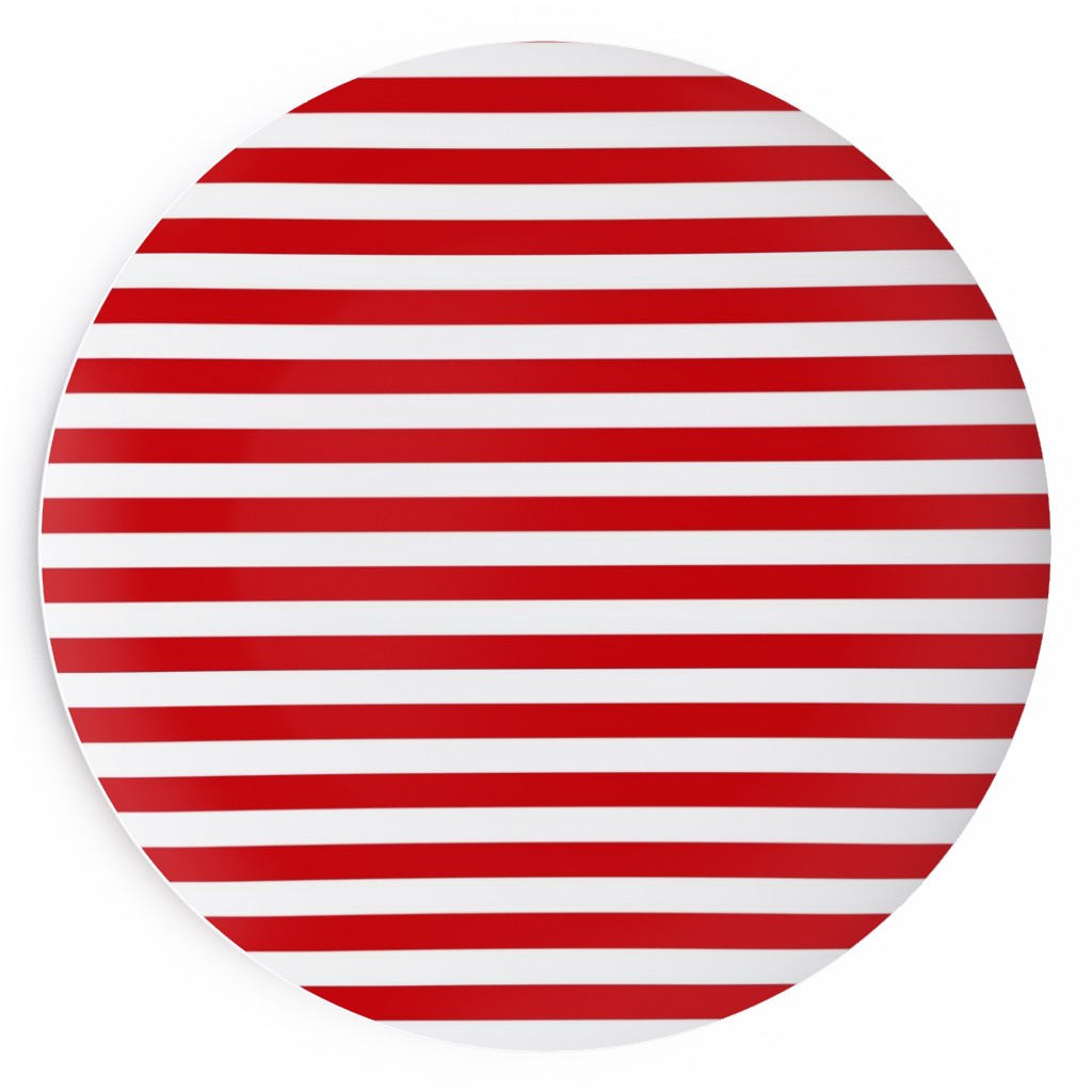 Horizontal Stripe Salad Plate, Red