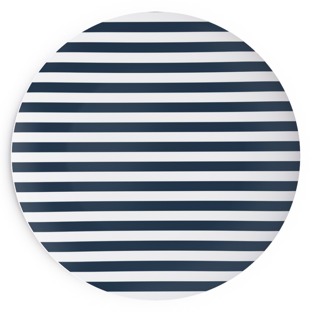 Horizontal Stripe Salad Plate, Blue