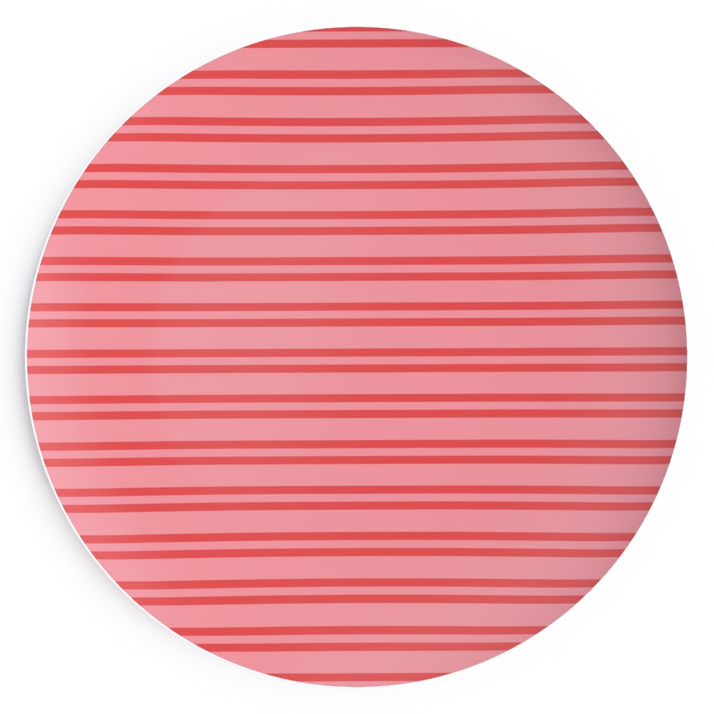 Joyful Stripes - Red and Pink Salad Plate, Pink