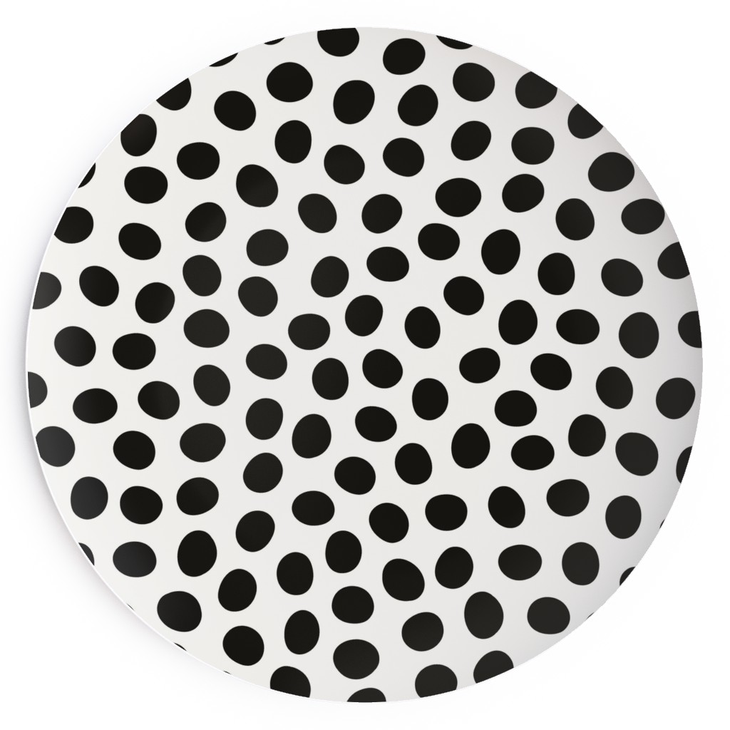 Dots - Black and White Salad Plate, White
