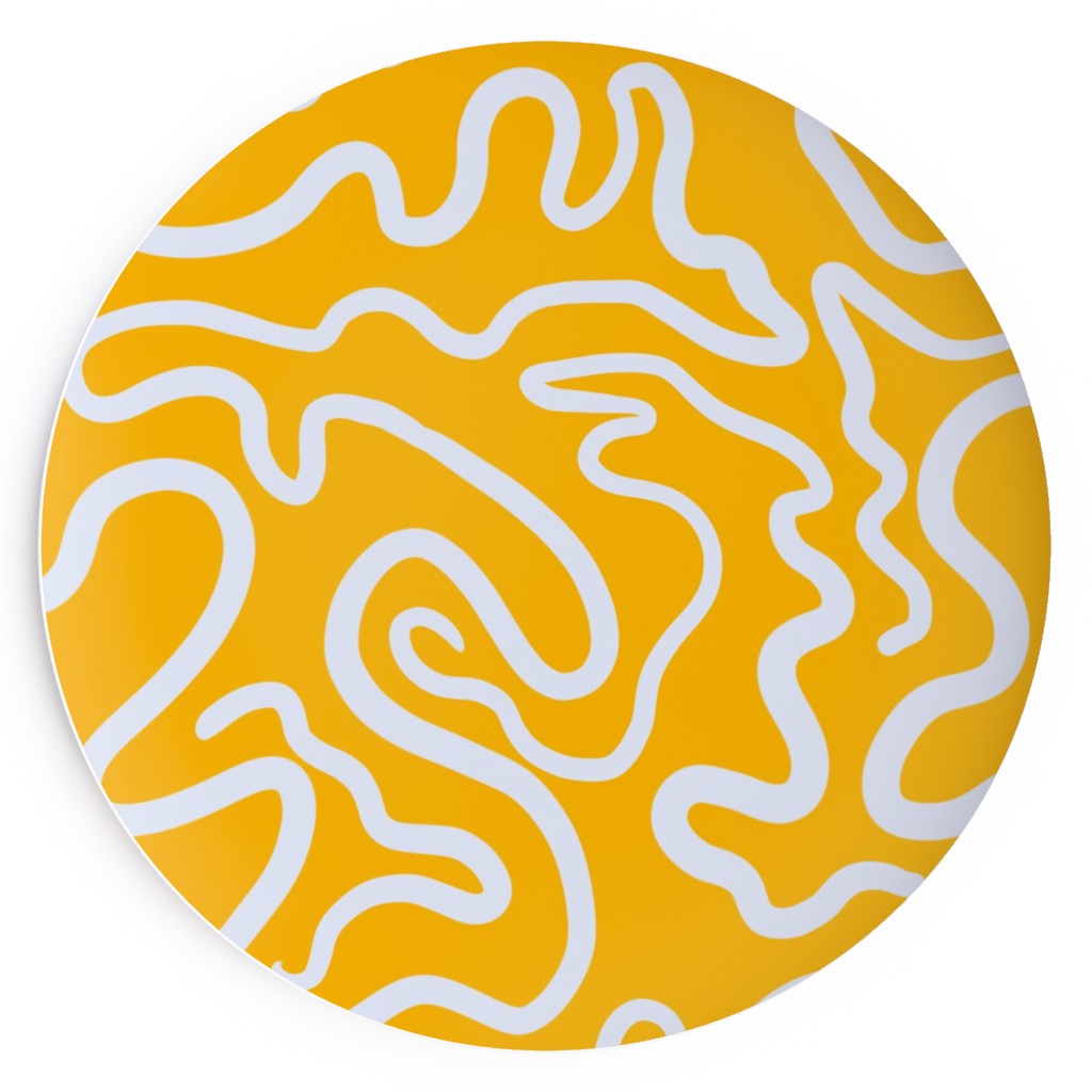 Viens - Yellow Line Abstract Salad Plate, Yellow