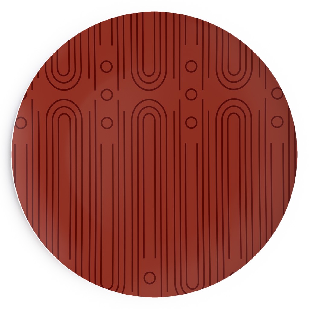 Art Deco Arches - Cranberry Salad Plate, Red