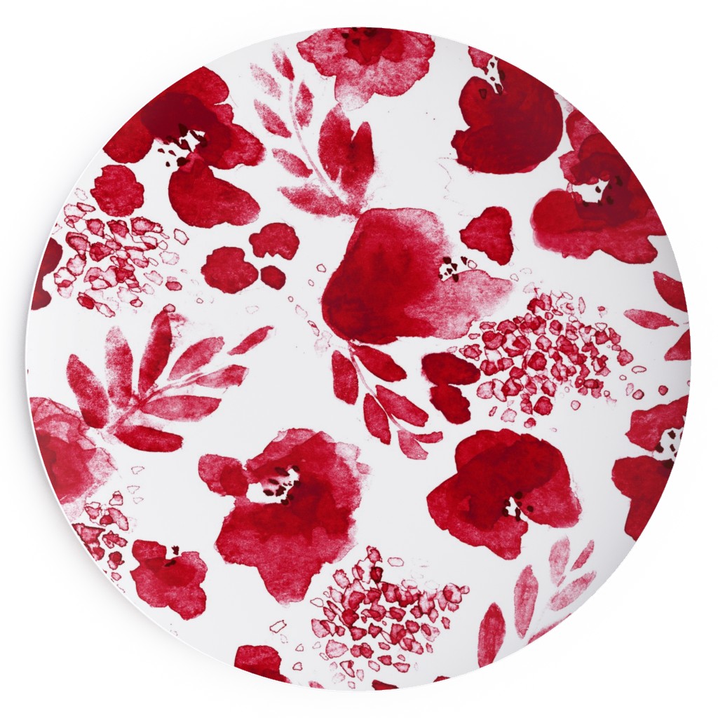 Floret Floral - Red Salad Plate, Red