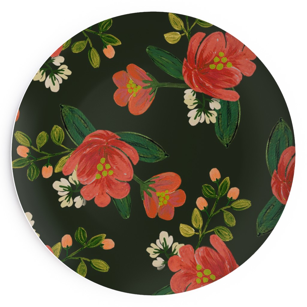 Holiday Floral Salad Plate, Green