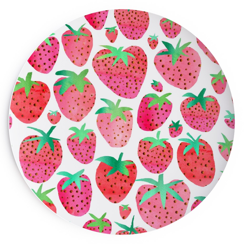 Watercolour Strawberries Salad Plate, Pink