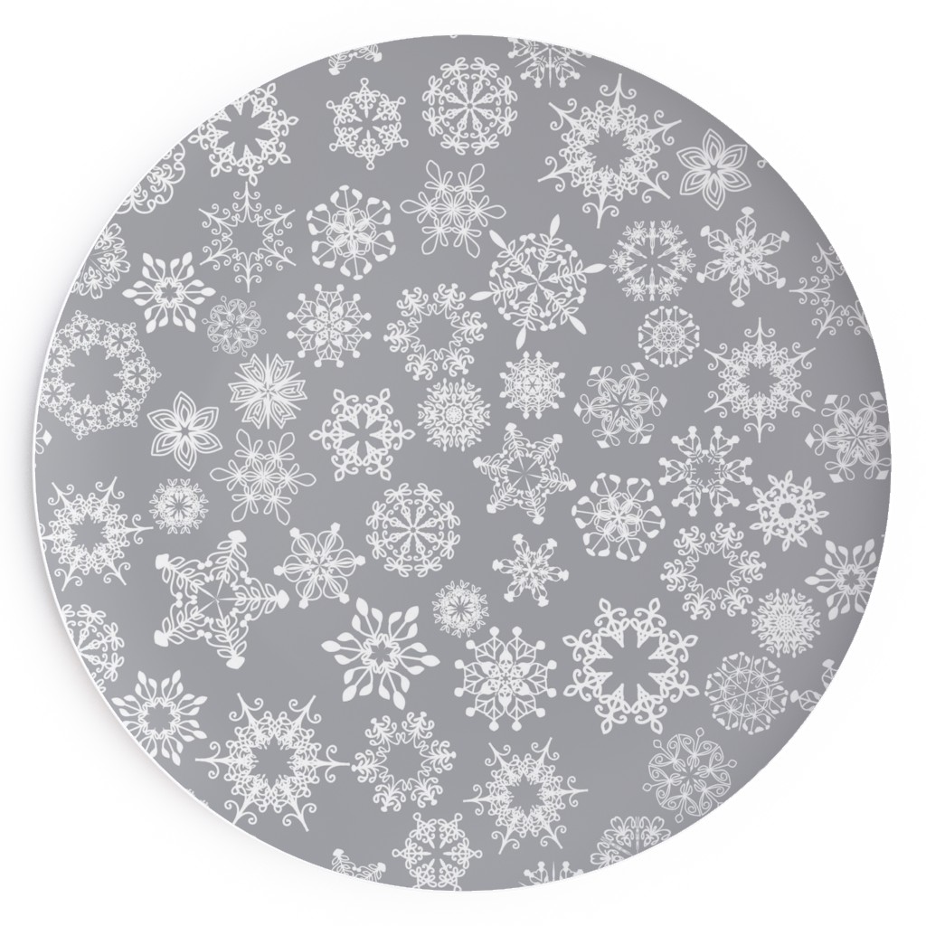 Snowflake Silver Salad Plate, Gray