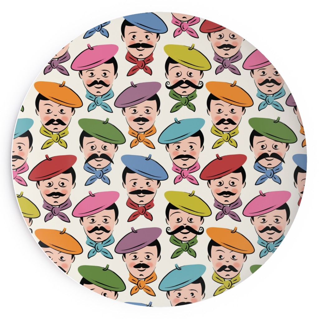 Men With Mustaches and Bandanas - Multi Salad Plate, Multicolor
