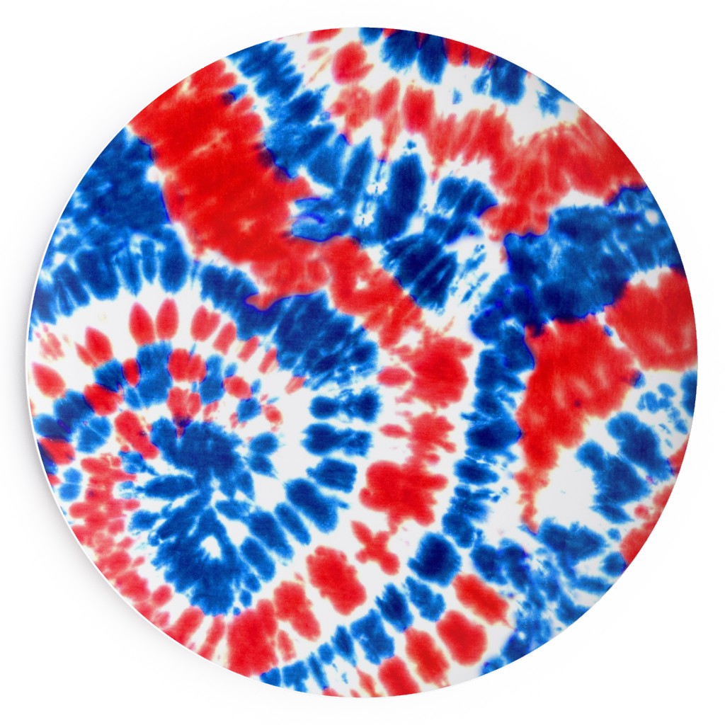 Tie Dye - Blue, Red and White Salad Plate, Multicolor