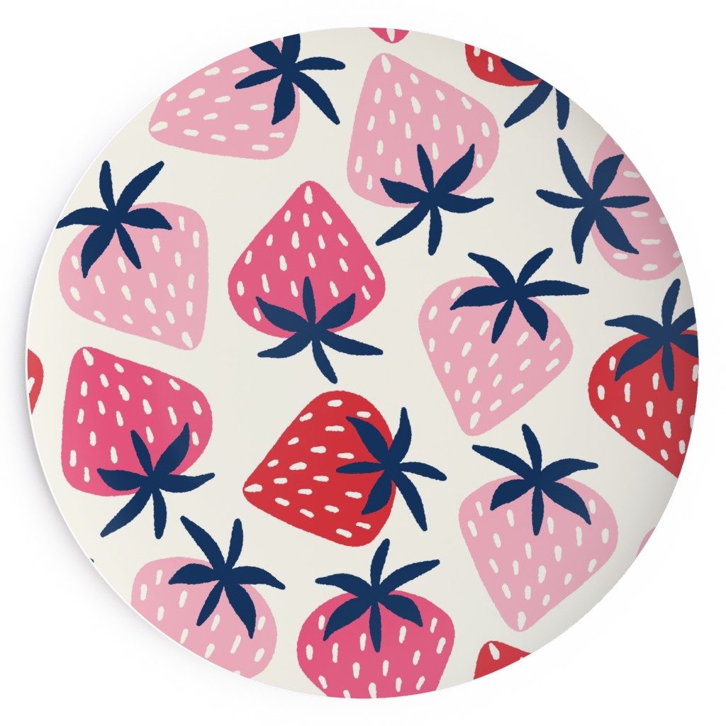 Strawberries - Pink on White Salad Plate, Pink