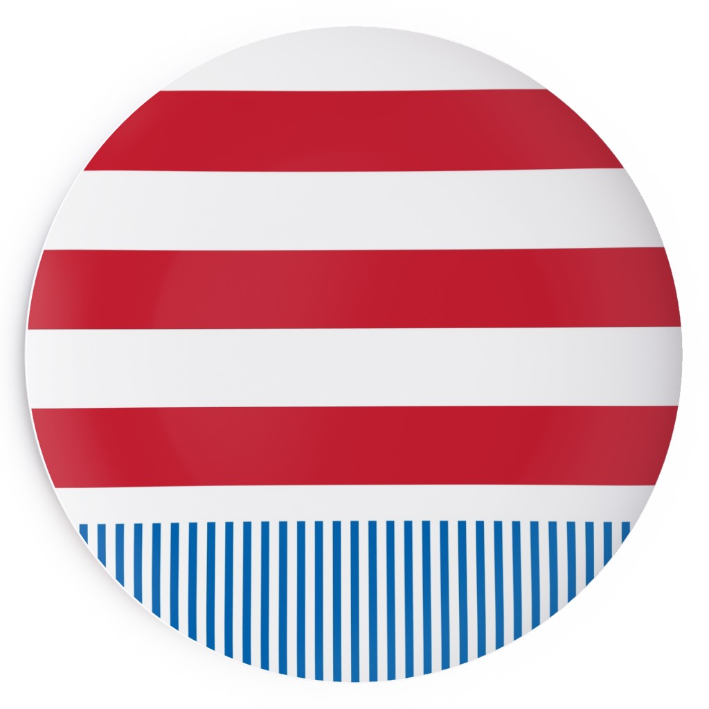 American Flag - Red, White and Royal Blue Salad Plate, Blue