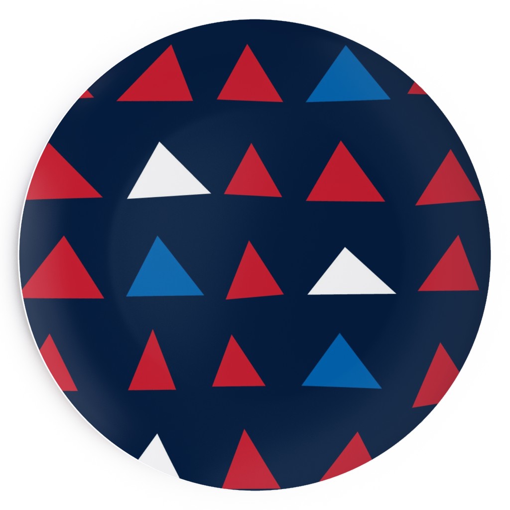 Triangles - Red White and Blue Salad Plate, Blue