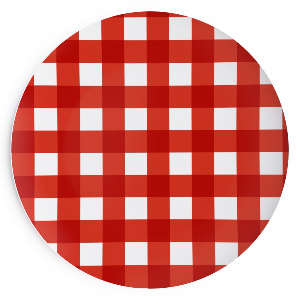 Gingham Plaid Check Salad Plate, Red