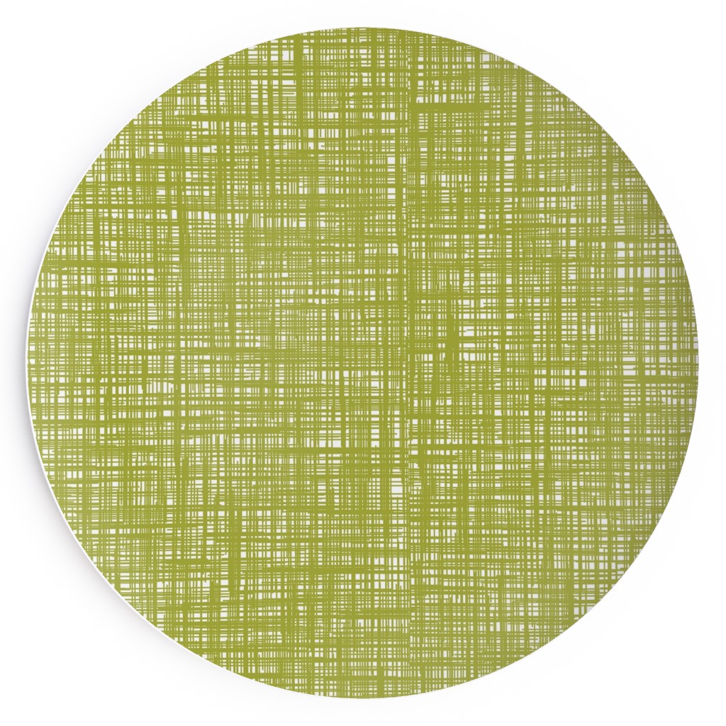 Linen Hatch Texture - Green Salad Plate, Green