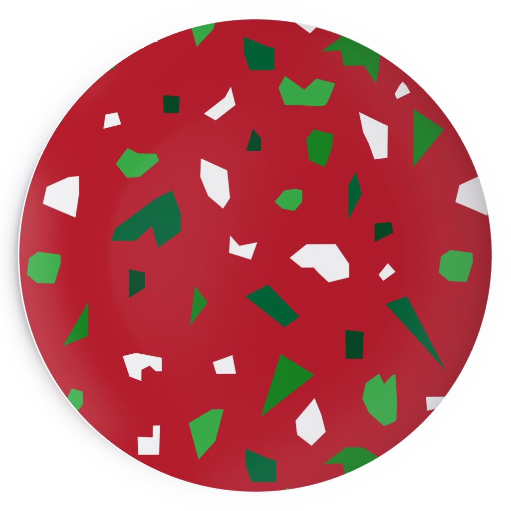 Christmas Terrazzo Salad Plate, Red
