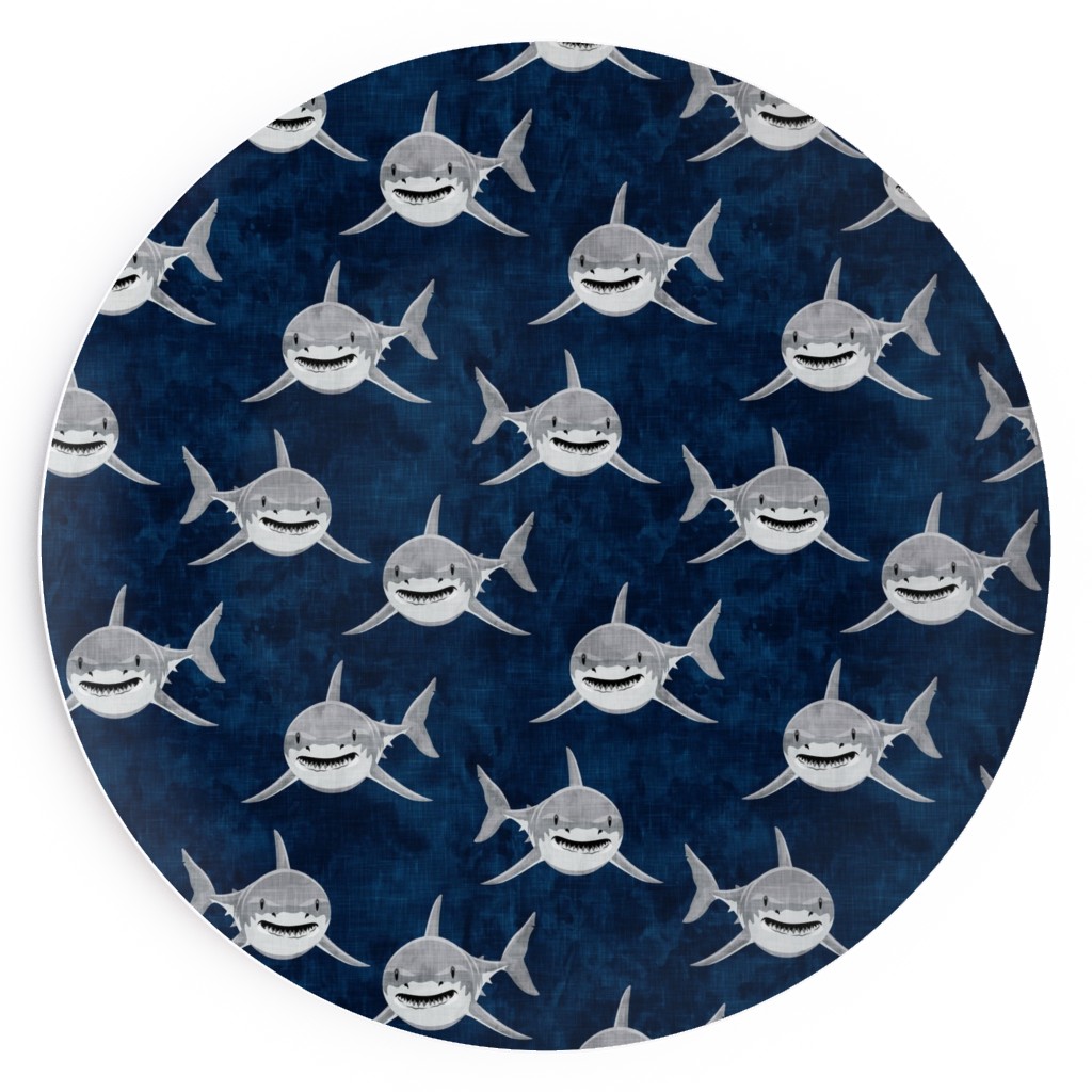Great White Sharks - Blue Salad Plate, Blue