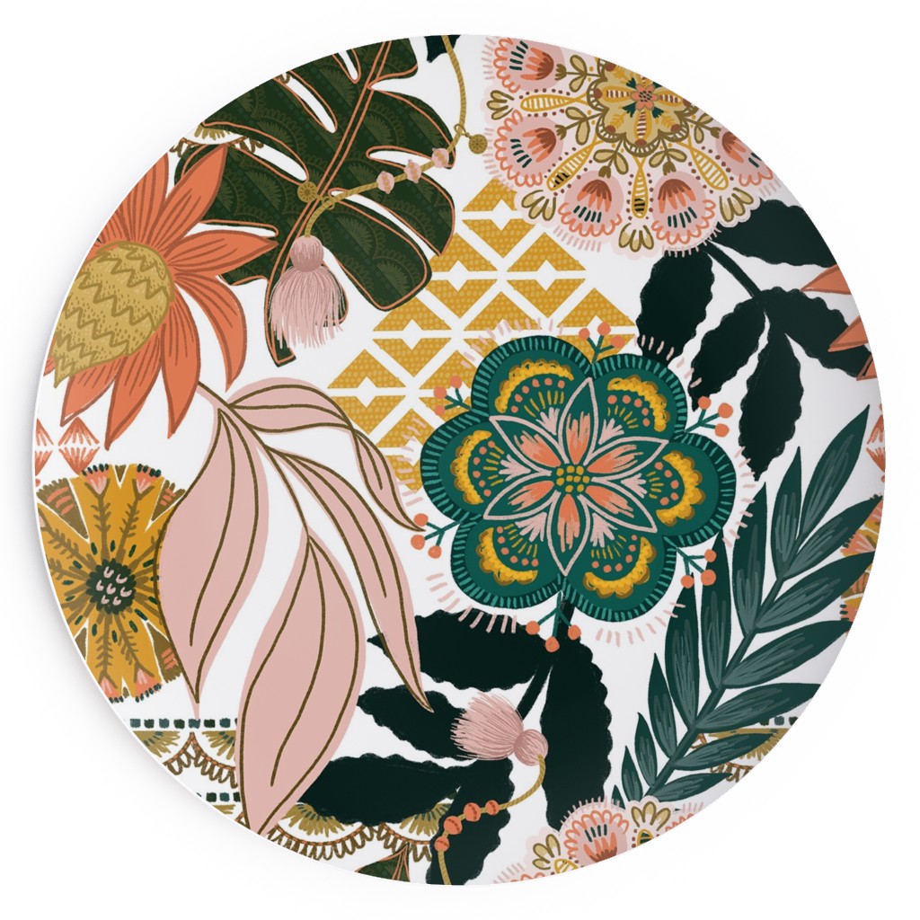 Boho Tropical - Floral - Multi Light Salad Plate, Multicolor
