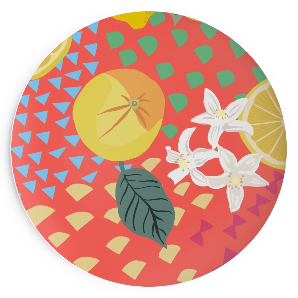 Lemon Flower Branches and Pop - Pink Salad Plate, Pink